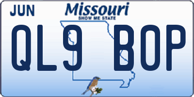 MO license plate QL9B0P