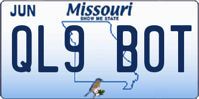 MO license plate QL9B0T
