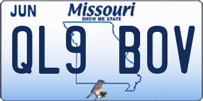 MO license plate QL9B0V