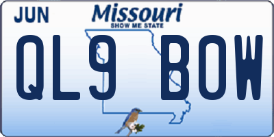 MO license plate QL9B0W