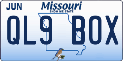 MO license plate QL9B0X