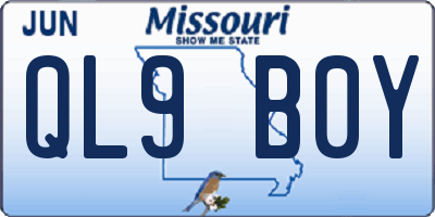 MO license plate QL9B0Y