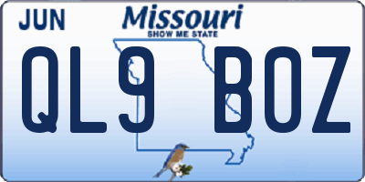 MO license plate QL9B0Z