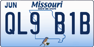MO license plate QL9B1B