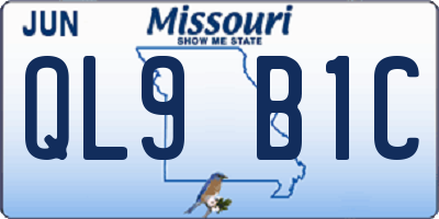 MO license plate QL9B1C