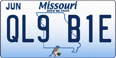 MO license plate QL9B1E
