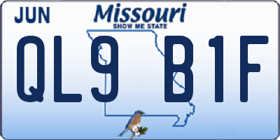 MO license plate QL9B1F
