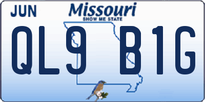 MO license plate QL9B1G