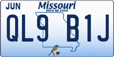 MO license plate QL9B1J