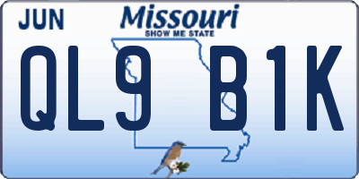 MO license plate QL9B1K