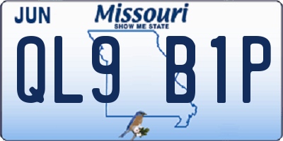 MO license plate QL9B1P