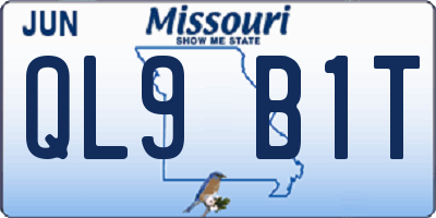 MO license plate QL9B1T
