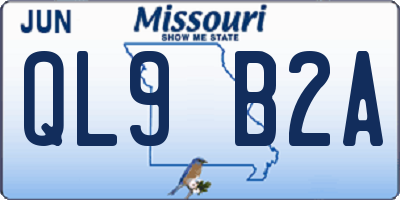 MO license plate QL9B2A