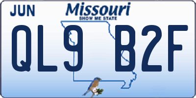 MO license plate QL9B2F