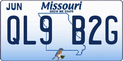 MO license plate QL9B2G