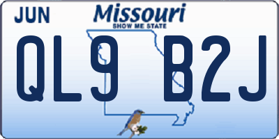 MO license plate QL9B2J