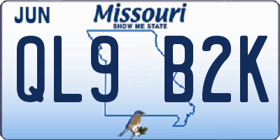 MO license plate QL9B2K