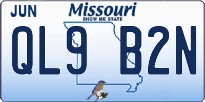MO license plate QL9B2N