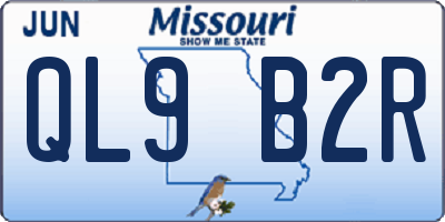 MO license plate QL9B2R