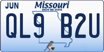 MO license plate QL9B2U