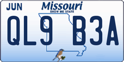 MO license plate QL9B3A