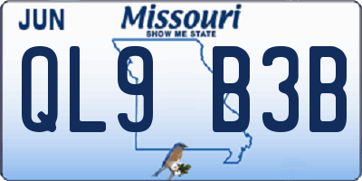MO license plate QL9B3B