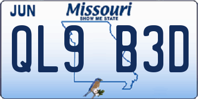 MO license plate QL9B3D