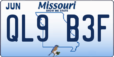 MO license plate QL9B3F