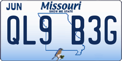 MO license plate QL9B3G