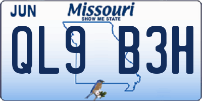 MO license plate QL9B3H