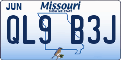 MO license plate QL9B3J