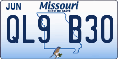 MO license plate QL9B3O