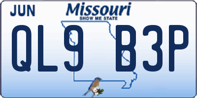 MO license plate QL9B3P