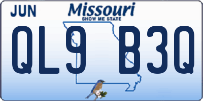 MO license plate QL9B3Q