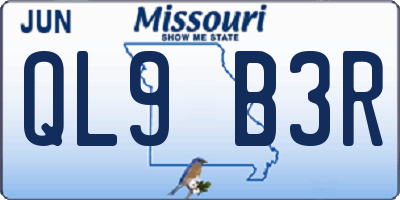 MO license plate QL9B3R