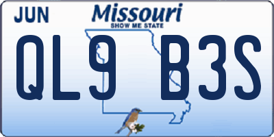 MO license plate QL9B3S