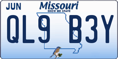 MO license plate QL9B3Y