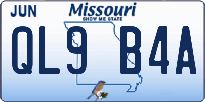 MO license plate QL9B4A