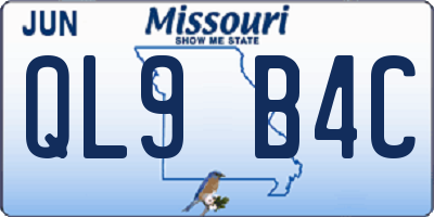 MO license plate QL9B4C