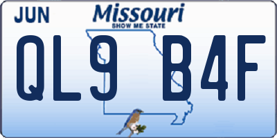 MO license plate QL9B4F