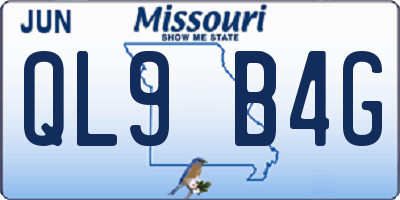 MO license plate QL9B4G