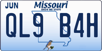 MO license plate QL9B4H