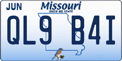 MO license plate QL9B4I