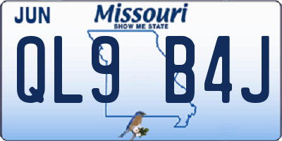 MO license plate QL9B4J