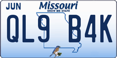 MO license plate QL9B4K