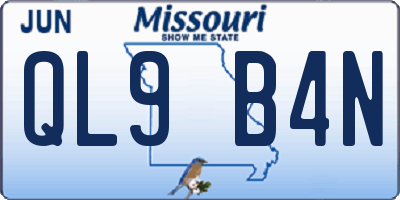 MO license plate QL9B4N