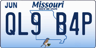 MO license plate QL9B4P