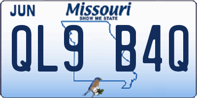 MO license plate QL9B4Q
