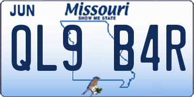 MO license plate QL9B4R
