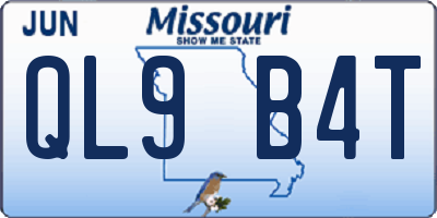 MO license plate QL9B4T